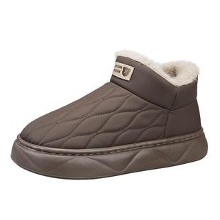 棉拖鞋男款冬季加绒加厚保暖防寒厚底面包鞋休闲居家皮毛一体棉鞋