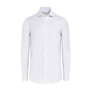 SUITSUPPLY秋白色条纹衬衫经典领Traveller棉时尚