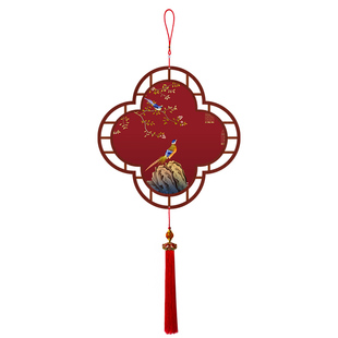 花鸟新中式挂件四叶草国风装饰画喜上眉梢走廊过道中国结玄关挂画