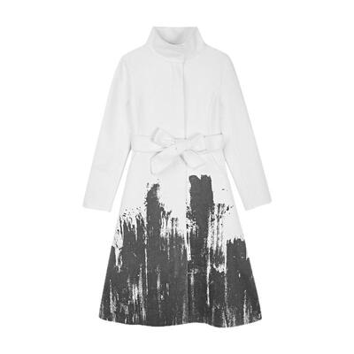 sdeer新品休闲风水墨印花大衣