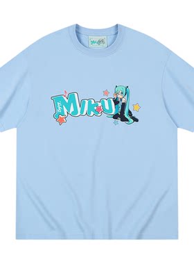 MEDMx初音未来虚拟歌手短袖女t恤2025新款夏季美式设计感休闲上衣