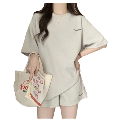 阔腿短裤短袖T恤女两件套韩版