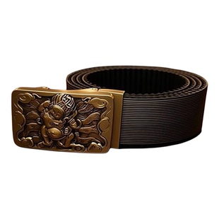 DIY定制钢丝腰带3.5宽纯铜扣头 钢丝正时皮带改腰带 手工防身皮带