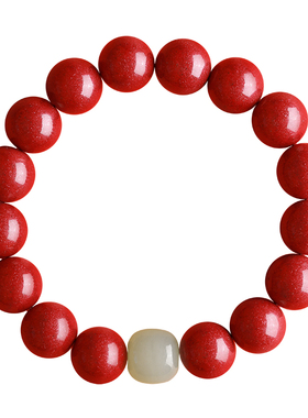 真品朱砂手串男款正品和田玉手链女单圈高含量原矿天然紫金砂串珠