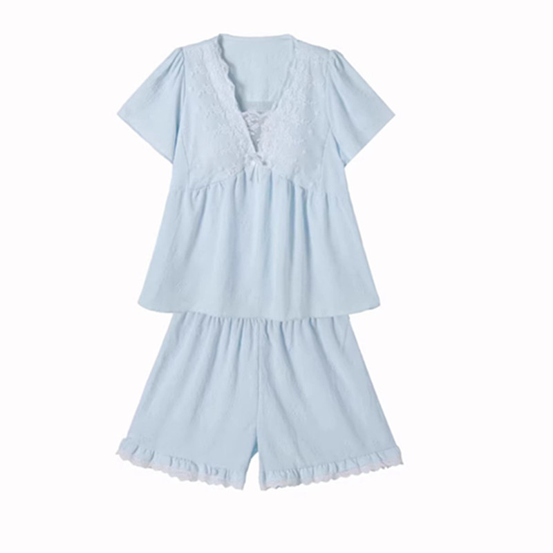 特大码夏棉睡衣家居服套2件装女