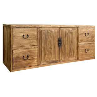 老榆木电视柜实木中式储物收纳低柜客厅柜家用原木侧边靠墙餐边柜