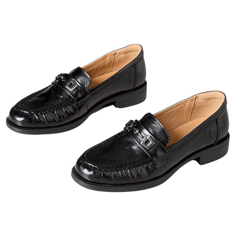星期六真皮百搭搭扣乐福鞋