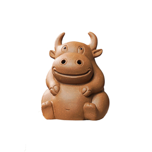 手工宜兴紫砂牛柿茶宠摆件提字可定制创意复古礼盒装牛转乾坤