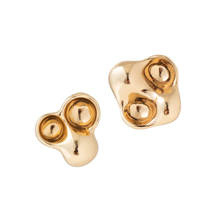 WHITE DWARF搅乱耳环925银耳针镀18K金凹凸复古流动气质圆圈金属