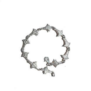 纯手工银饰古埃及宫廷风花卉植物睡莲花手链银饰 包邮