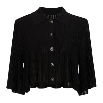 朗姿/MOJO AVENUE莫佐复古混纺云肩针织开衫2025年新款翻领