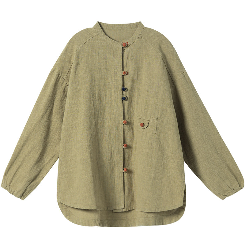 苎麻衬衫女春秋2026年新品宽松棉麻女装上衣文艺复古女式开衫外套
