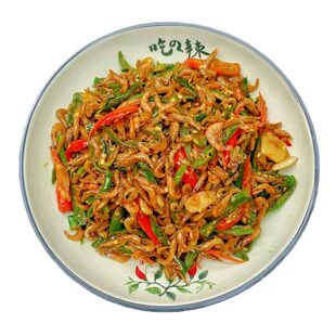 徐州特产邳州特产辣椒炒小鱼尖椒炒小鱼咸菜丝真空