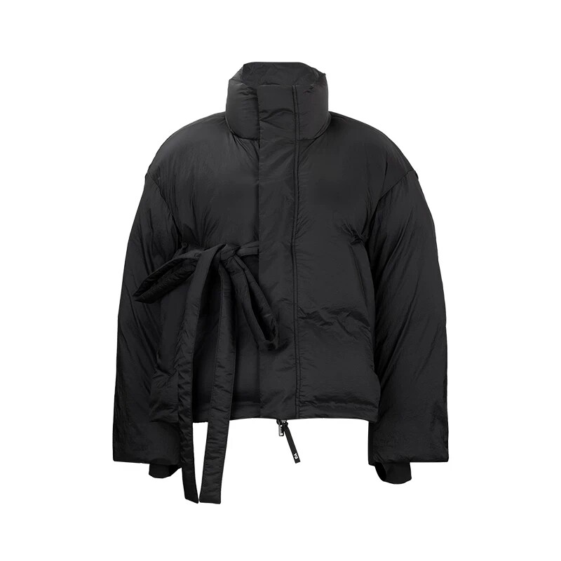 Y-3女士束带立领拉链长袖羽绒服