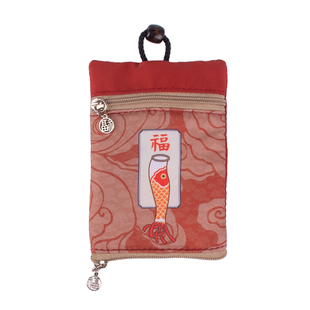 古风钥匙包布艺迷你抽拉式锁匙包门禁卡包多功能通用车钥匙收纳包