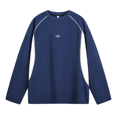 户外运动吸湿撞色长袖T恤男女