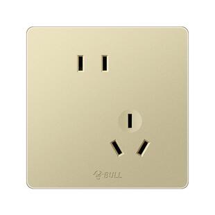 公牛家用墙面墙壁插座g12香槟金色斜五孔错位5孔二三插大间距面板