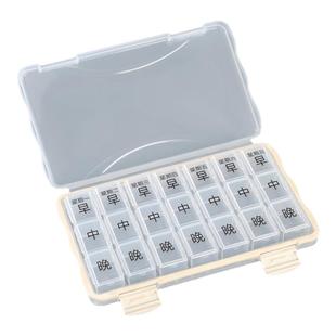 老人健忘药盒药品分装盒一周七天便携分药器吃药定时提醒服药大