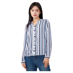 TRIBECA翠贝卡商场同款秋女士长袖通勤休闲条纹衬衫
