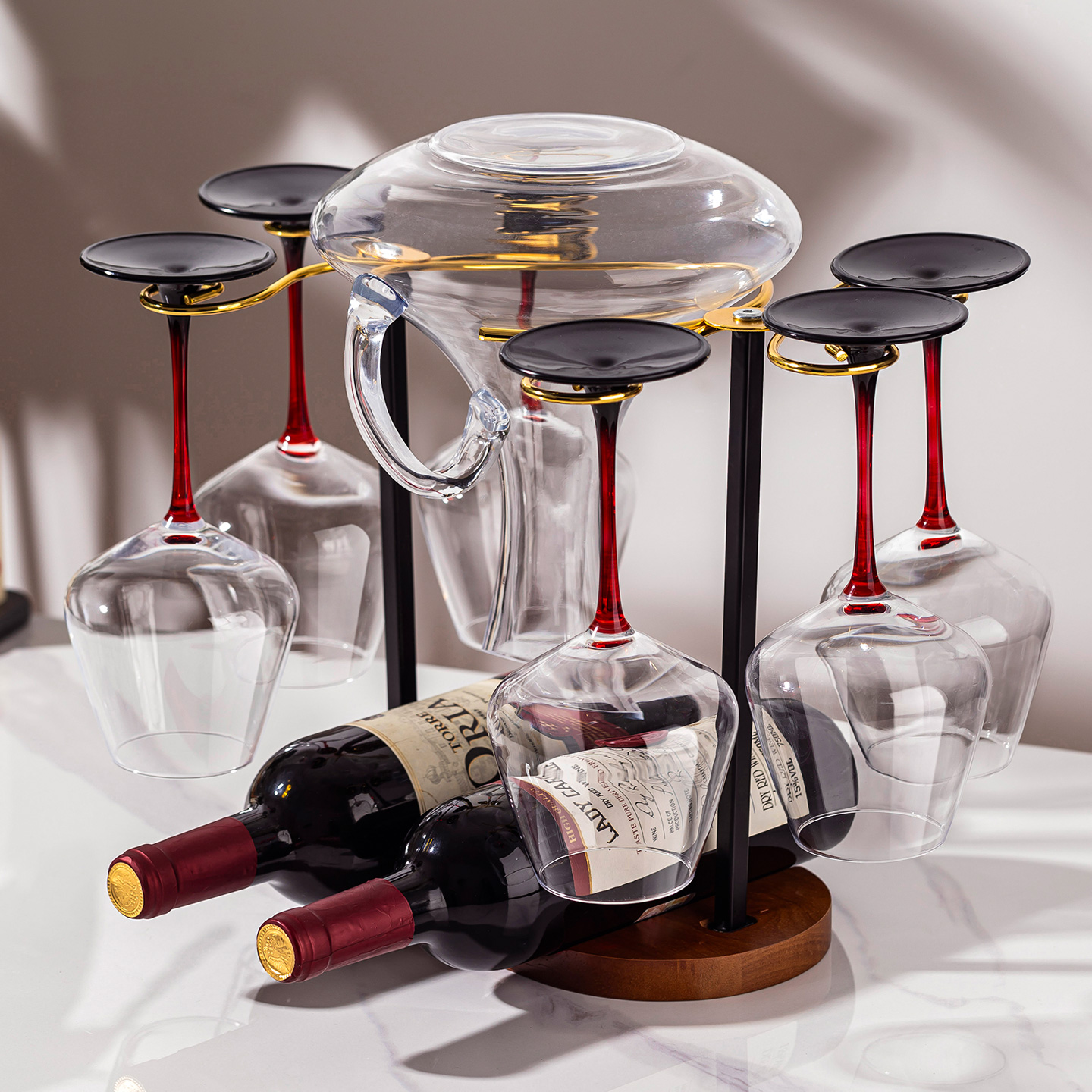 醒酒器一体架家用酒杯倒挂架高颜值分酒器收纳架可放红酒的架子