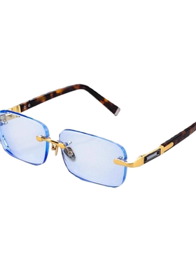 蓝水晶眼镜石头眼镜水晶石镜真水晶太阳镜高档无框清凉润目养眼