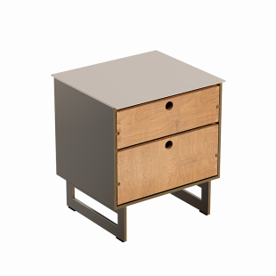 长物造物|浮镜床头柜 包豪斯中古实木床头柜金属卧室床边柜设计款