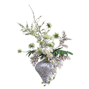 妖及 现代风彩陶艺术花瓶插花艺【梨雪】酒店家居茶室售楼处花艺