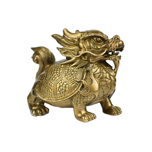 铜镇宅龙龟摆件龙生九子荣归霸下客厅书房桌面招财文玩赑屃工艺品
