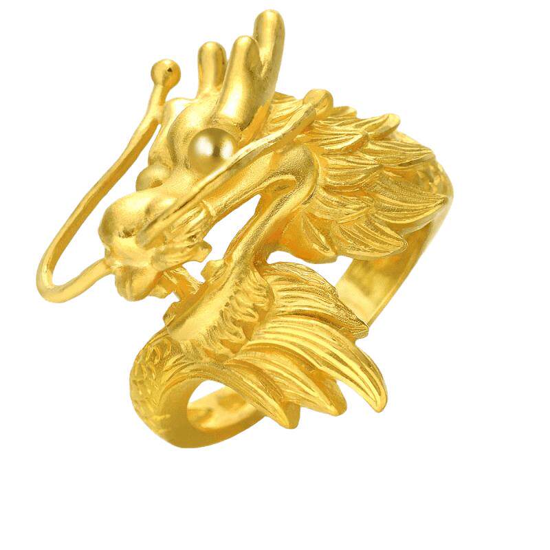 周生生足金生生有囍龙戒指黄金婚嫁结婚礼物男戒开口戒86365R