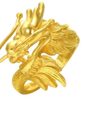 周生生足金生生有囍龙戒指黄金婚嫁结婚礼物男戒开口戒86365R