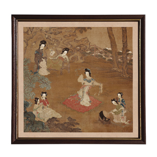 桔子格调仕女观舞图新中式装饰画书房卧室背景墙玄关国风人物挂画