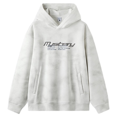 森马加绒复古印花宽松连帽卫衣男