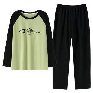 自带胸垫一体睡衣女款春秋季人造棉长袖韩版冬大码宽松家居服套装