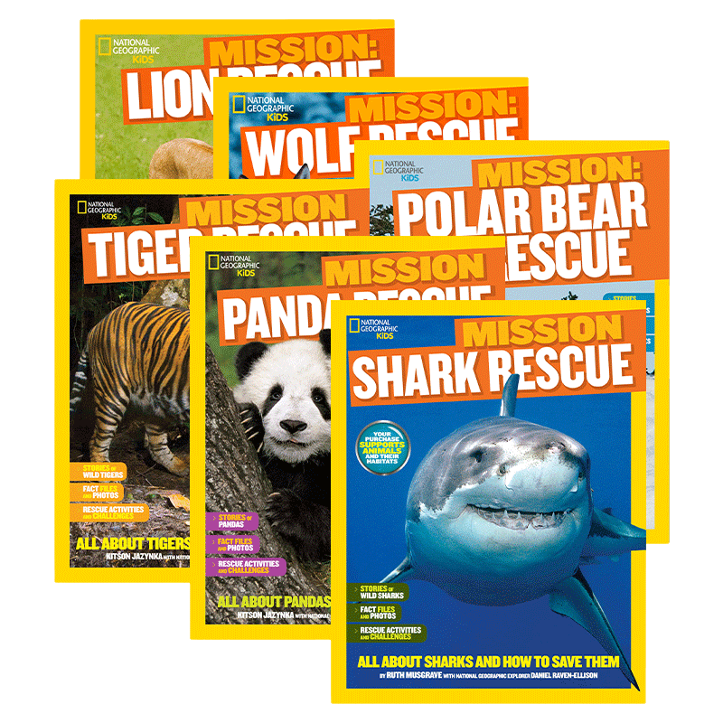 英文原版 National Geographic Kids Mission 美国国家地理 动物救援使命系列6册 儿童科普少儿奇趣小百科 英文版 进口英语书籍