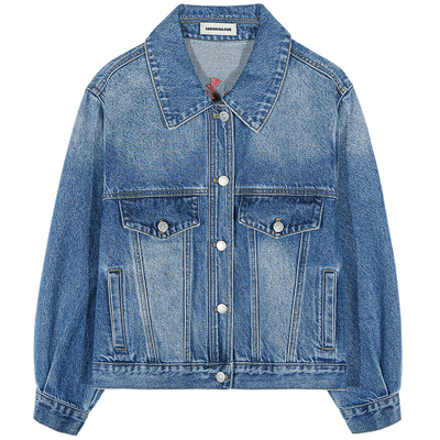 落落狷介刺绣宽松牛仔外套女