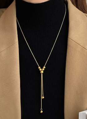 钛钢秋冬毛衣项链高级感轻奢小众时尚长款毛衣链百搭女款2025新款