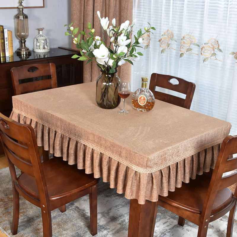 纯色桌布高级超大桌布长方形布艺咖啡色台布会议室商务条桌桌套罩