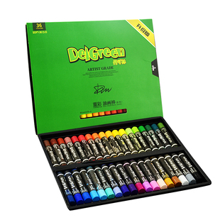 delgreen丹可林三代超软重彩油画棒120色48色36色24色治愈系软性套装小学生专用纸工具单可林画立体白色蜡笔