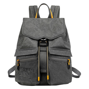 希伯莱抽绳双肩背包男女复古户外运动旅行大容量15寸电脑结实耐用