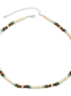 时尚个性波西米亚风松石木珠项链