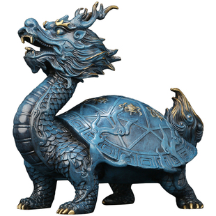 吉善堂 八宝龙龟摆件 全铜招财工艺品龙头龟送长辈祝寿礼物0645