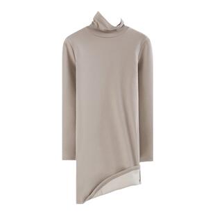 冬新款韩高领纯白加绒加厚保暖中长款长袖修身女装体恤打底连衣裙