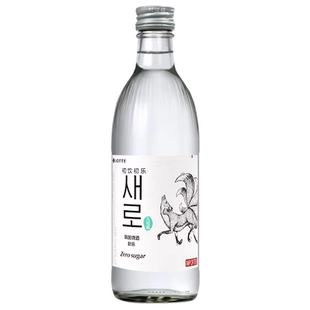 韩国进口Lotte/乐天初饮初乐新乐九尾狐烧酒375ml瓶无糖原味烧酒