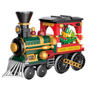 JAKI佳奇积木圣诞树桌面摆件儿童玩具男女孩礼物拼装姜饼屋小火车