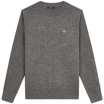 Hazzys哈吉斯秋冬男士圆领羊毛衫休闲保暖纯色毛衣男通勤潮流上衣