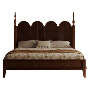 时余塔莉娅床法式复古中古风全实木床美式雕花罗马柱1米8公主婚床