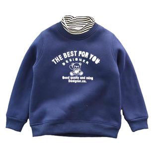 儿童加绒卫衣 冬季羊羔绒加厚上衣中大童高领保暖 男女童舒适绒衫