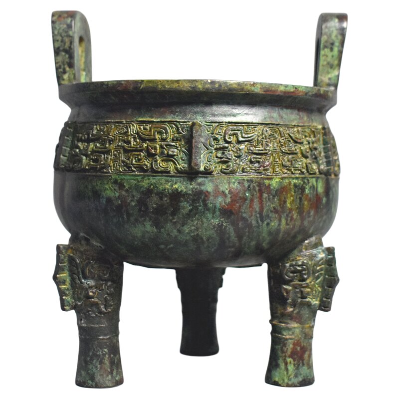 仿古青铜器三足圆鼎青铜鼎大盂鼎子龙鼎铭文纯铜鼎工艺品办公摆件