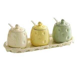 高颜值调料罐组合套装家用厨房2024新款陶瓷盐罐调味盒调料盒带盖