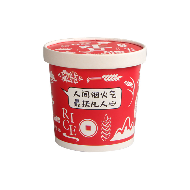 一次性粥桶打包盒加厚牛皮纸粥碗商用早餐稀饭打包杯圆形粥盒定制